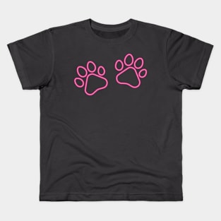 80s Retro Neon Sign Cat Paw Kids T-Shirt